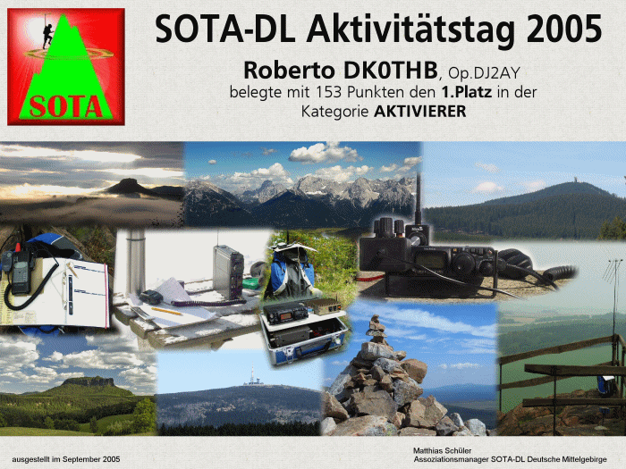 Teilnehmeurkunde zum SOTA-DM Aktivitätstag 2005